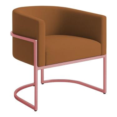 Imagem de Poltrona Decorativa Luana Veludo Com Pés De Ferro Rosê 7 Decor Terracota