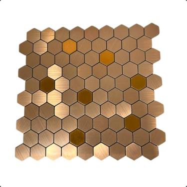 Imagem de BolaAzul, Pastilha Adesiva Aluminio Decoração Banheiro Colmeia Cobre