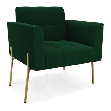 Imagem de Poltrona Sala de Estar Pé de Ferro Dourado Elisa Bouclê Verde D03 - D'Rossi