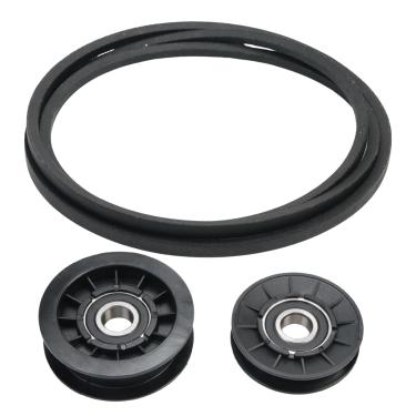 Imagem de BDTKylin Kit de reparo de polia de correia de transmissão para Jo-hn De-ere L100 L110 L120 L130 L107 GX20287 AM103019 AM32672 Troy-Bilt Kit de polia intermediária e correia de transmissão substitui