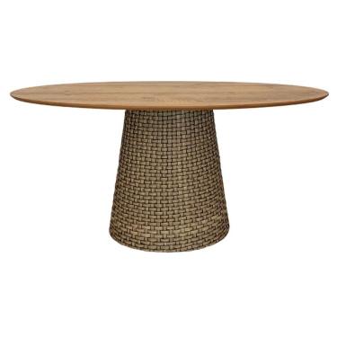 Imagem de Mesa De Jantar Cone Oval 120x80 Cm Tampo Antíqua Base Fibra Sintética Cor Marrom