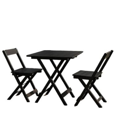 Imagem de Jogo De Mesa Dobrável 70x70 C/ 2 Cadeiras Madeira Maciça(Preto)