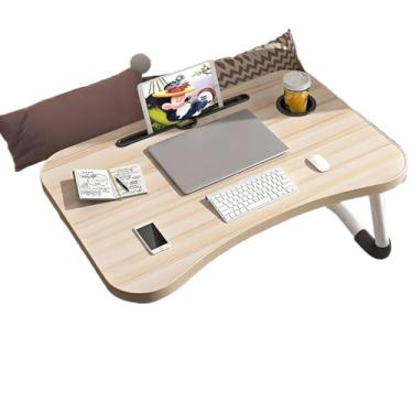 Imagem de Portátil Dobrável Articulada em Suporte para Laptop Cama Estudo Porta Tablet Mesa Para Notebook(Madeira + Gaveta)