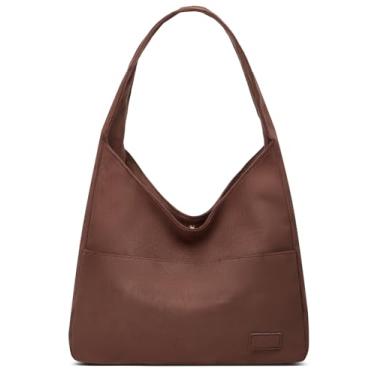 Imagem de Bolsa feminina elegante de couro vegano elegante casual moderna grande bolsa de ombro macia, Café C