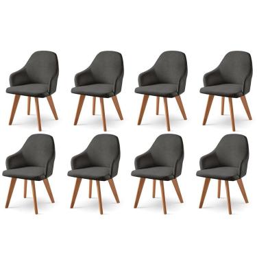 Imagem de Kit 8 Cadeiras para Mesa de Jantar Manuela Preto/Freijó