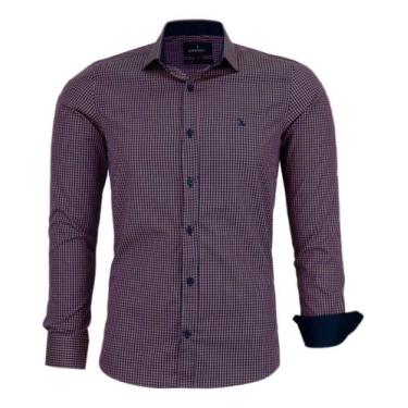 Imagem de Camisa Mini Xadrez Amil Masculina Slim Manga Longa Algodão Fio 50 Ref 