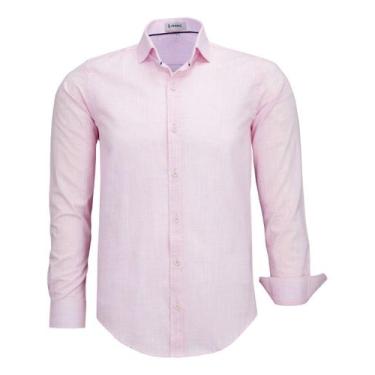 Imagem de Camisa Social Manga Longa Comfort Amil Algodão Tecido Liso 1866, Rosa,