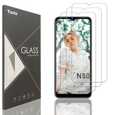 Imagem de Tzstz Protetor de tela de celular de vidro temperado com 3 peças para DOOGEE N50/N50 Pro/N50S Dureza 9H Película protetora de tela HD antiarranhões