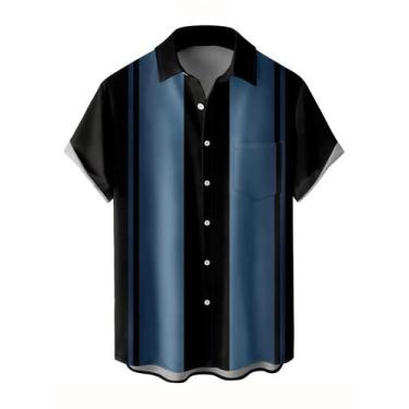 Imagem de Camisa winsinop masculina de manga curta com botões e estampa havaiana