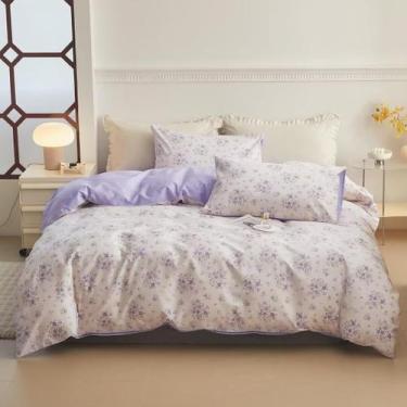 Imagem de Conjunto de edredom MKXI Garden Floral Purple White King Size