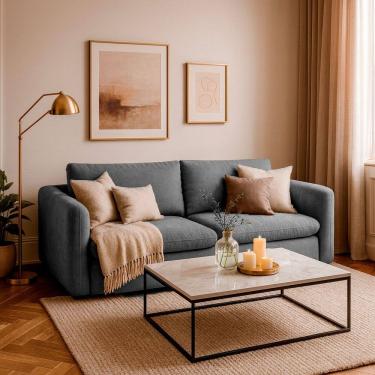 Imagem de Sofá 4 Lugares para Sala de Estar 232cm Retrátil Veneza Cinza Médio