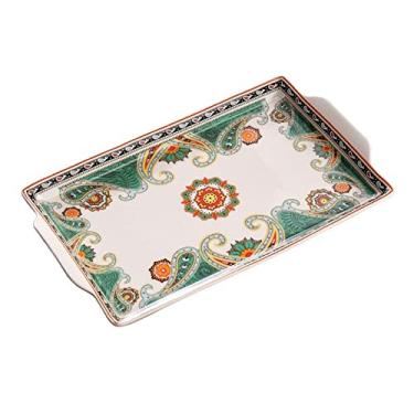 Imagem de Bandeja de cerâmica estilo vintage bandeja de armazenamento de copo de mesa bandeja de armazenamento de banheiro bandeja decorativa com padrão de rachadura bandeja decorativa