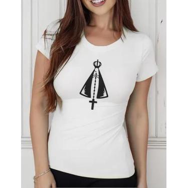 Imagem de Camiseta Camisa Algodão Feminina Masculina Adulto Nossa Senhora Aparec