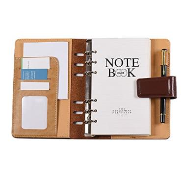 Imagem de Domary A6 Loose Leaf PU for Spiral Notebook Business Planner Dairy Agenda Vintage Stationery for Office C/Card Photo Slot Pen Holder with Magnetic Cover Gift