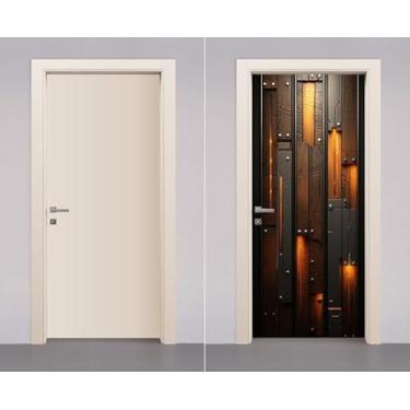 Imagem de Adesivo Envelopamento Decorativo de Porta Madeira 3D Tabuas Prancha Marrom (70cm)