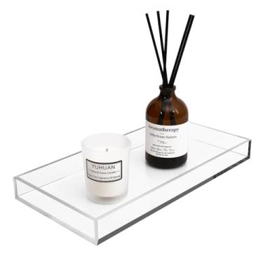 Imagem de Bandeja de acrílico transparente de 5 mm para maquiagem, perfume, suporte de joias, guardanapo, bandeja decorativa de servir para banheiro, vaso sanitário, bancada de pia, sala de estar, cômoda, mesa