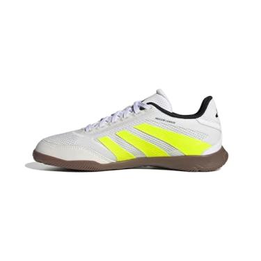 Imagem de adidas Tênis infantil unissex League Predator Indoor, Branco/limão lúcido/preto, 13.5 Little Kid