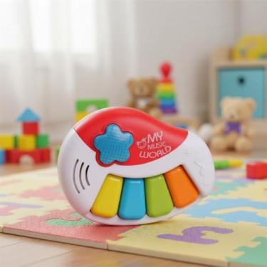 Imagem de Teclado Musical Infantil Com Luz e Som Brinquedo Educativo Sensorial Brinquedo Bebê + 18 Meses