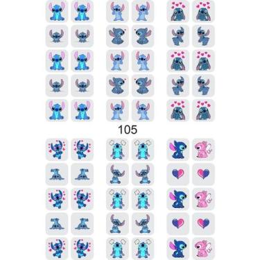 Imagem de 60 Adesivos de unha 3D Lilo Stitch COD S01 - Paty Adesivos