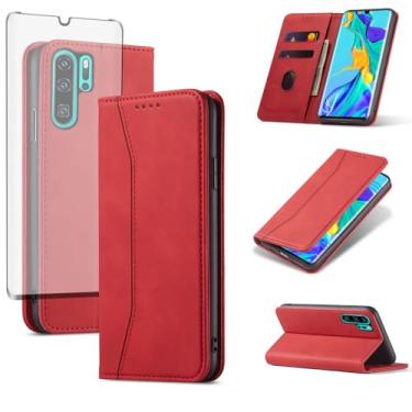 Imagem de Asuwish Capa carteira flip para celular Huawei P30 Pro com protetor de tela de vidro temperado fecho magnético capa fólio suporte para cartão de crédito suporte acessórios para celular Havaí P30Pro P