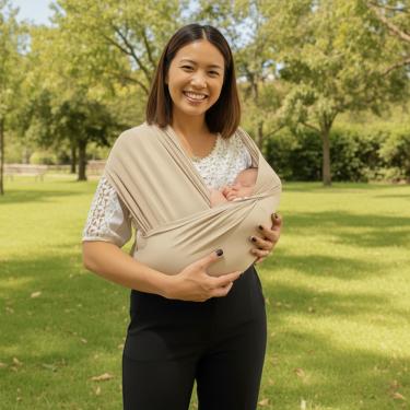 Imagem de Sling Wrap Carregador Canguru Ergonômico Tipo Camiseta Facil de Usar Cor Bege