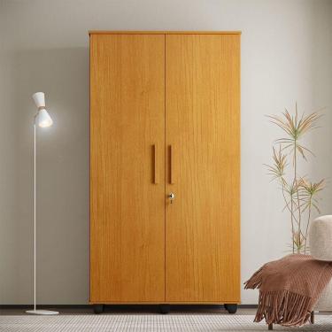 Imagem de Guarda Roupa Solteiro Multiuso Sem Gaveta Reforçado Ouro Fechadura Com Chave Nature