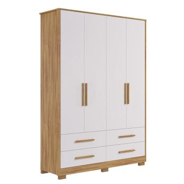 Imagem de Armário Infantil 4 Portas Lisas Charlô - Móveis Peroba Amendoa-branco