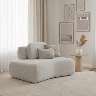 Imagem de Sofá Módulo Canto 175cm Orgânico Sala Berlim Bouclê Cinza Claro K01 - D'Rossi