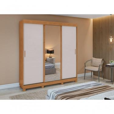Imagem de Guarda Roupa Saion 3 Portas Com Pés 1 Porta Glass - Lopas Amendoa Clean-off White