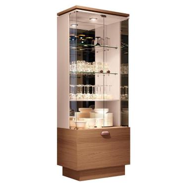 Imagem de Cristaleira Portas De Vidro Com Espelho Aruan H01 Off-castanho - Mpozenato