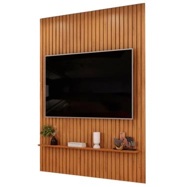 Imagem de Painel Ripado Para TV 65 Pol Sala Quarto 183x240cm Lexa D05 Freijó - Lyam Decor