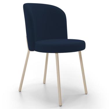 Imagem de Cadeira para Sala de Jantar Cozinha Estofada Gavi Arena L02 Suede Azul Marinho - Lyam Decor