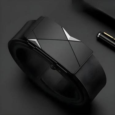 Imagem de Cinto Masculino De Couro Genuíno OYIFAN Com Fivela Automática Ajustáve