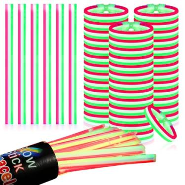Imagem de Lenwen 60 peças de colares de bastão de brilho vermelho, branco e azul, pulseiras iluminadas com conectores, suprimentos de festa que brilham no escuro para adultos, festa de aniversário de neon 4 de