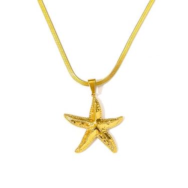 Imagem de BOOZIQ Colar de estrela do mar dourado para mulheres, pingente de estrela-do-mar, colar de corrente boêmia, verão, oceano, praia, sereia, joia feminina, Aço inoxidável, Sem Pedra Preciosa