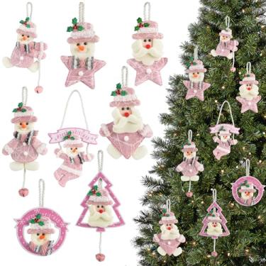 Imagem de succulentlovers 8 estilos de enfeites de árvore de Papai Noel de boneco de neve para árvores de Natal, enfeites de sino de boneco de neve de feltro de Natal, enfeites de Papai Noel para decoração de