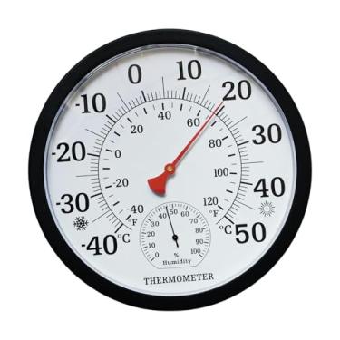 Imagem de Baoblaze Dispositivo de medição do tempo ferramenta climática estável caixa preta higrômetro termômetro para jardim quarto celeiro oficina