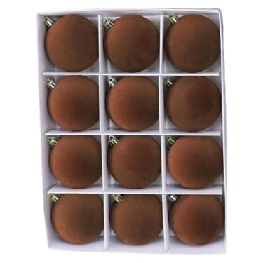 Imagem de rockible Conjunto de 12 enfeites de Natal em formato de bola, pingentes para fotos, decoração natalina de 6 cm de diâmetro, para parede, armário, casa ou para, CafÉ