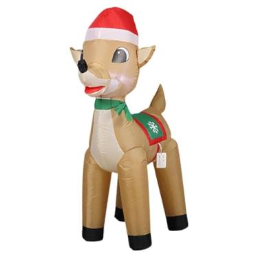 Imagem de Baoblaze Decoração de Natal inflável em forma de rena, leve e charmosa, perfeita para o Natal, jardim e quintal.