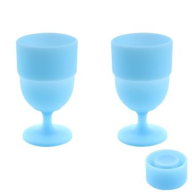 Imagem de Pacote com 2 taças de vinho de silicone dobráveis portáteis para acampamento de viagem, taças de vinho para piquenique, ambientes internos e externos, festa de casamento, festa de aniversário