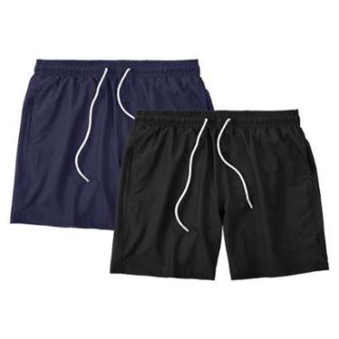 Imagem de Kit 2 Shorts Masculino Liso Básico Bermuda Tactel Água Praia Treino Academia Corrida-Masculino