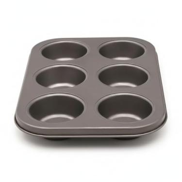 Imagem de Forma Antiaderente 6 Cavidades Preta para Cupcake, Empadinha e Pão de Queijo