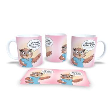 Imagem de Caneca de Café com Coruja Rabugenta, Porcelana Branca, Design Divertido com Texto em Português, Presente para Amantes de Café (19904)