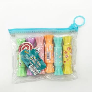 Imagem de ABC Marca Texto em Formato Candy, Kit com 6 Cores Pastel, Mini Canetas Destacadoras Decorativas