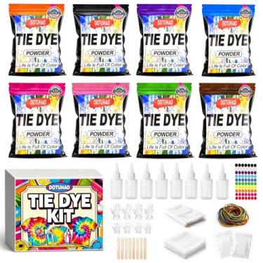 Imagem de DOTUHAO Kit de pó tie dye de 8 cores, conjunto de tie dye para crianças e adultos, corantes criativos para roupas, arte de tecido DIY fácil (8 cores)