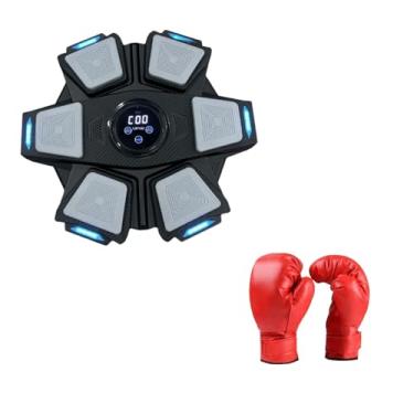 Imagem de rockible Máquina de boxe musical alvo de parede, treinamento de foco, alvo de treinamento de reação, alvo de parede de boxe eletrônico para exercícios de, Pretobrancoadultoluva