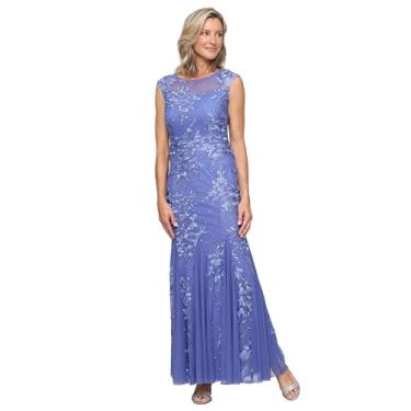 Imagem de Alex Evenings Vestido feminino longo justo e flare para mãe da noiva com detalhe Godet, Peri escovado, 46