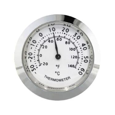 Imagem de Ioensy Termômetro mecânico com números grandes, medidor de temperatura analógico decorativo para geladeira, estufa, sala de estar e pátio, Prata 37mm