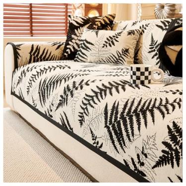 Imagem de SPXMQSS Capas de sofá para sofá secional, capa para sofá macio de chenille, capas universais antiderrapantes de canto para sofá em forma de L, protetor de móveis para sala de estar D 110 x 240 cm