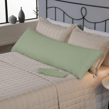 Imagem de Capa de Travesseiro de Corpo Fofuxão 146x46cm – 180 Fios (80% Algodão) com Zíper – Fronha Xuxão Macia e Resistente (Verde Cana)